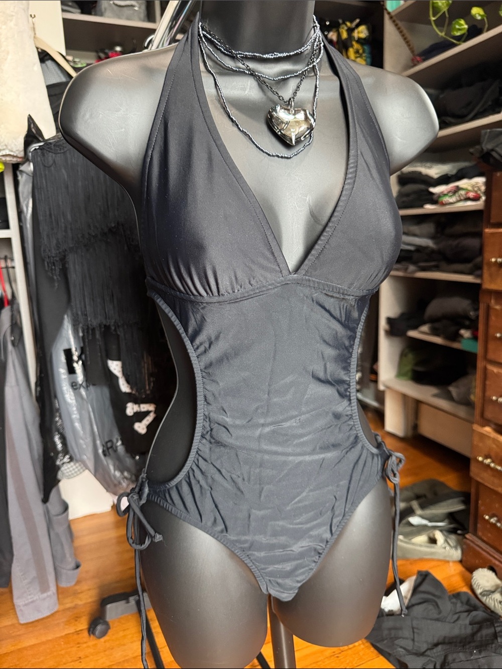 VENUS Black Halter Cutout One-Piece Swimsuit